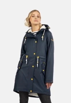 Schmuddelwedda Regenmantel Mit Webpelzfutter In Teddyoptik Kilata - Parka - Marine