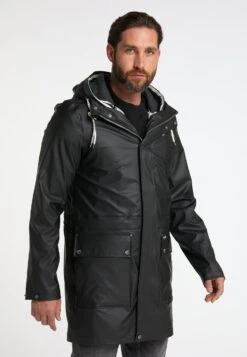 Schmuddelwedda 3-In-1 Regenmantel Acalmar - Felpa Con Zip - Schwarz Dunkelgrau Melange