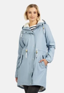 Schmuddelwedda Regenmantel Mit Webpelzfutter In Teddyoptik Kilata - Parka - Hellblau